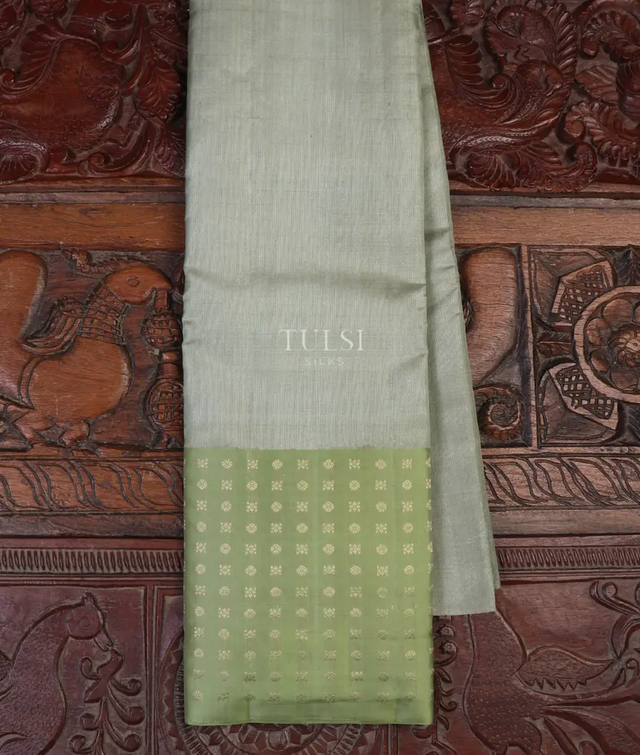 Silver and Green Tissue Soft Silk Saree T647815-image