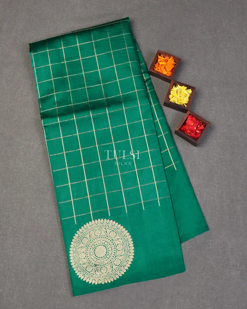 Bluish Green Banaras Silk Saree T648741-image