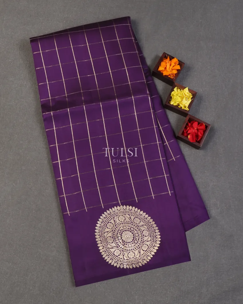 Purple Banaras Silk Saree T648740-image