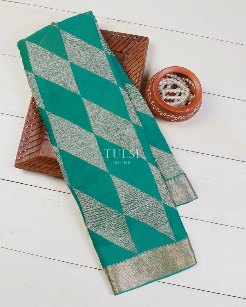 Greenish Blue Georgette Silk Saree T650014-image
