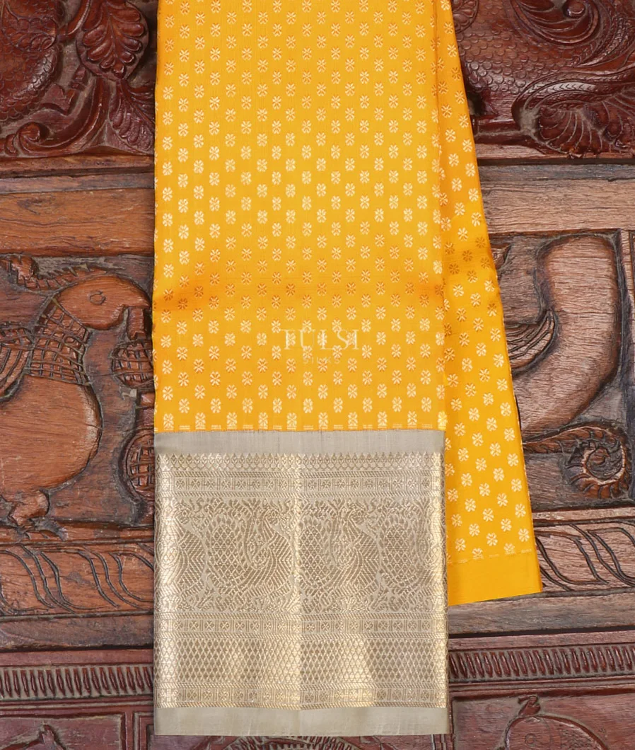 Yellow Kanjivaram Silk Kids Pavadai T642371-image