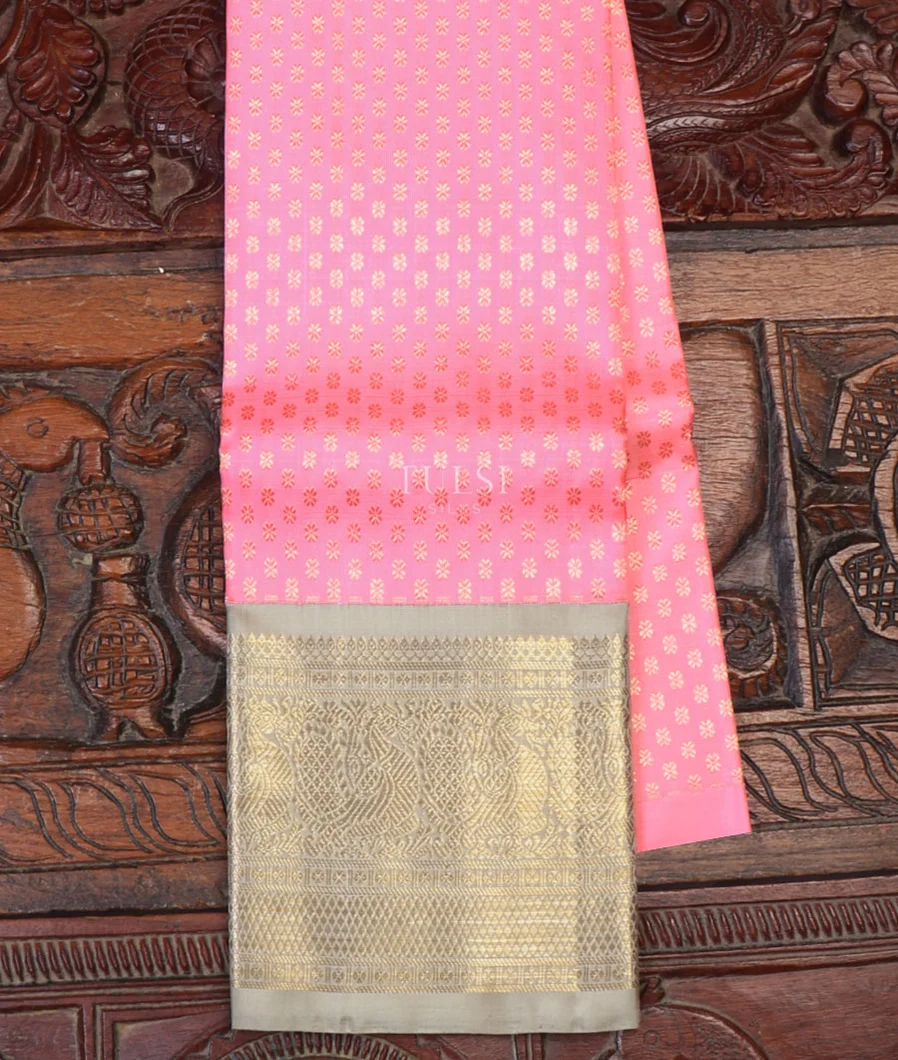 Pink Kanjivaram Silk Kids Pavadai T636013-image