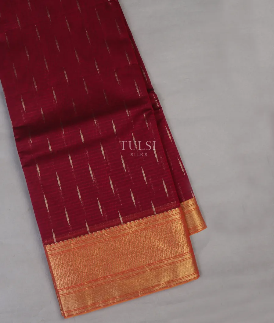 Maroon Silk Cotton Saree T648889-image