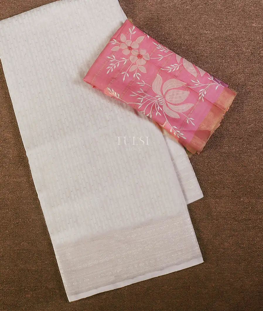 Off - White Banaras Linen Saree T569968-image