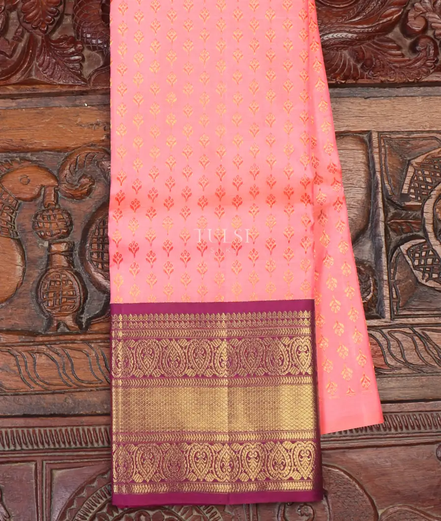 Pink Kanjivaram Silk Kids Pavadai T619454-image