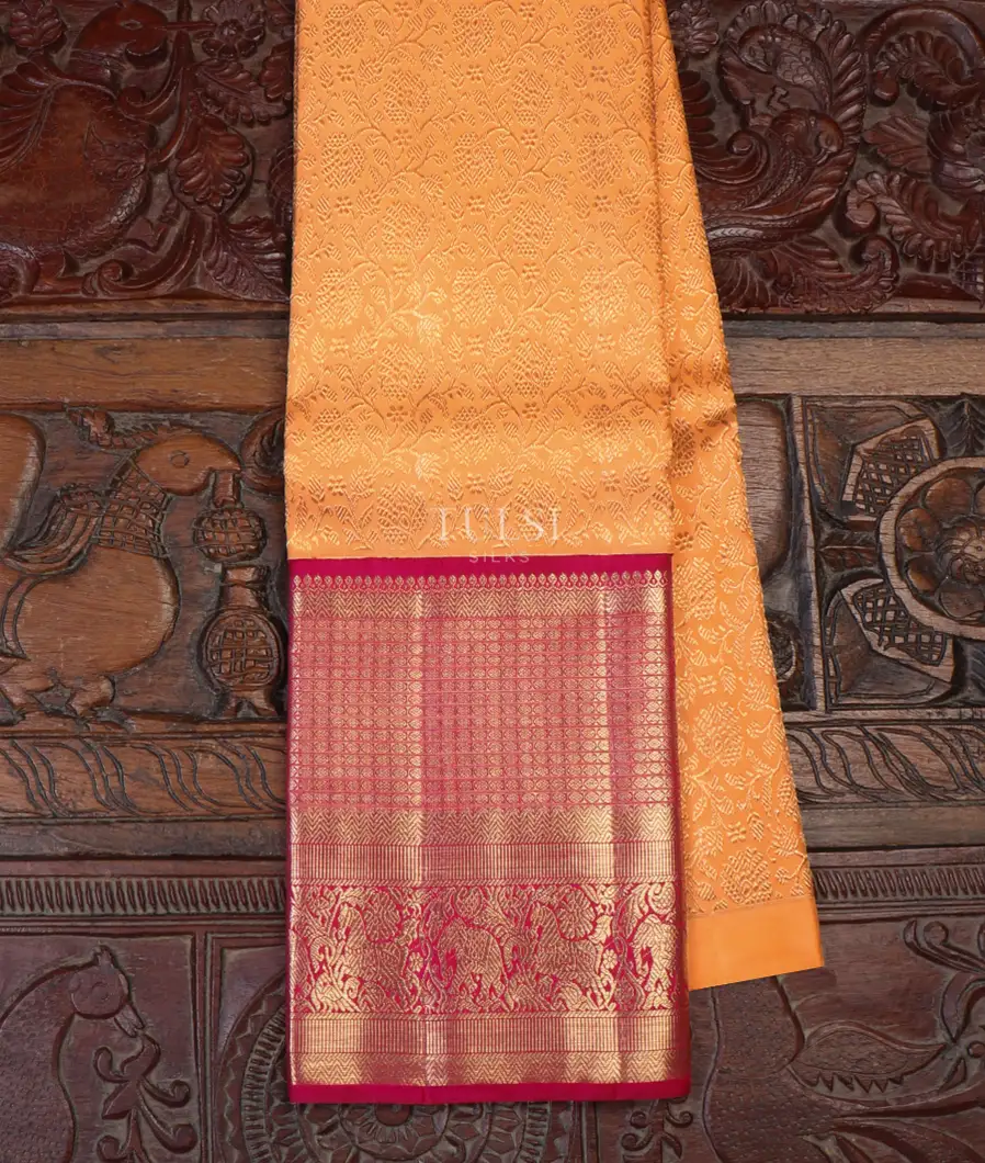 Peach Kanjivaram Silk Pavadai T642431-image