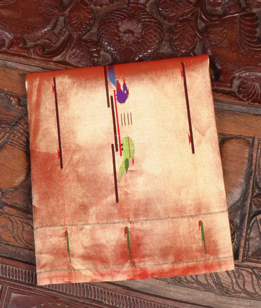 Gold And Red Paithani Silk Blouse T638861-image