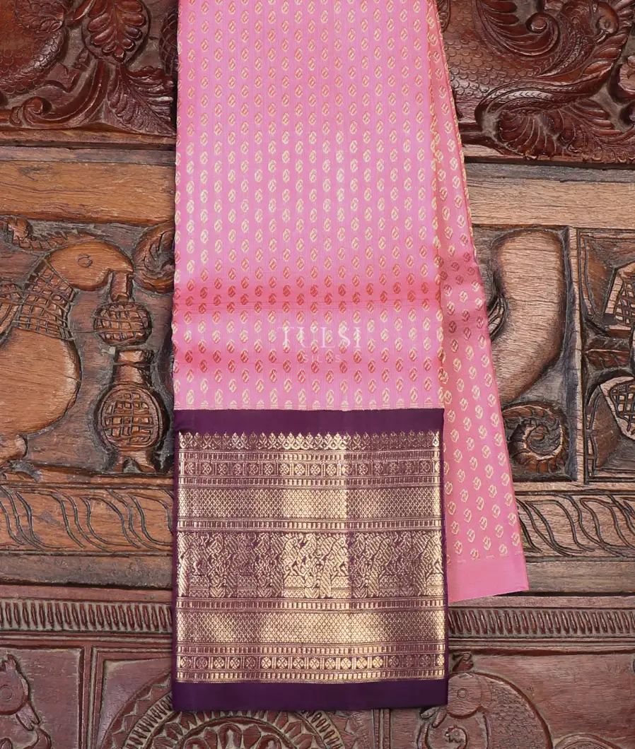 Pink Kanjivaram Silk Kids Pavadai T642366-image