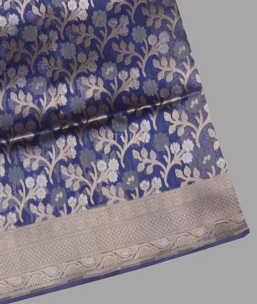 Blue Banaras Organza Saree T626145-image
