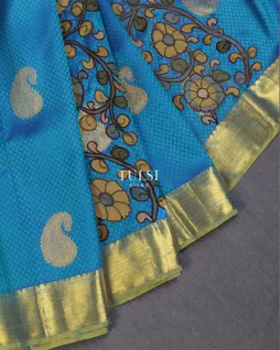 peacock-blue-kanjivaram-kalamkari-patchwork-saree-t650036-t650036-b