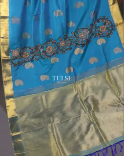 peacock-blue-kanjivaram-kalamkari-patchwork-saree-t650036-t650036-d