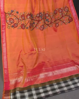 orangish-pink-kanjivaram-kalamkari-patchwork-saree-t650046-t650046-d