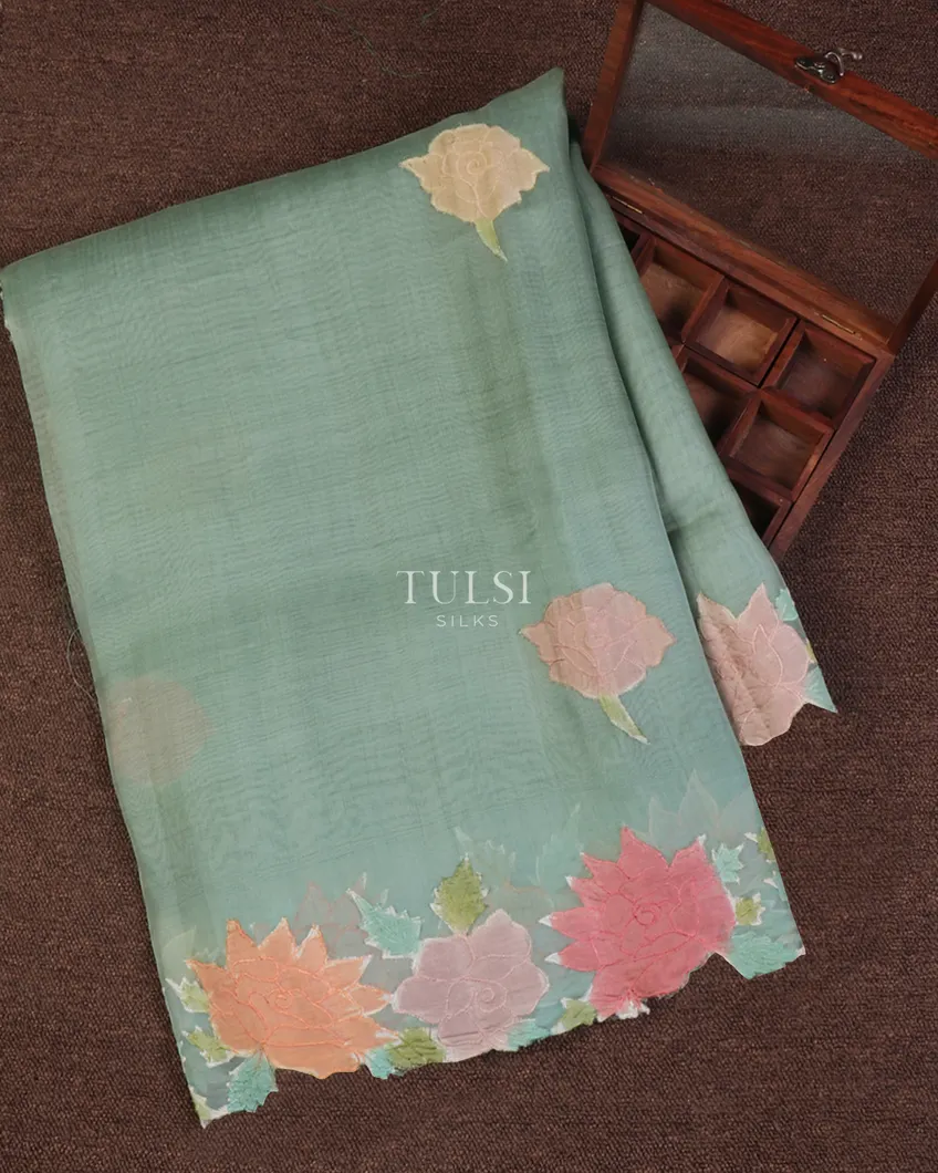 Light Blue Kora Organza Embroidery Saree T649686-image