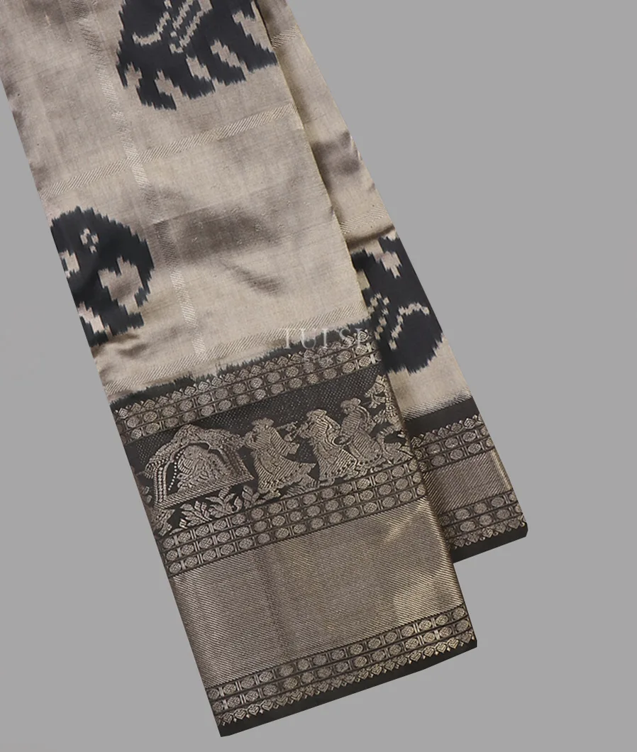 Grey Ikat Silk Saree T651111-image