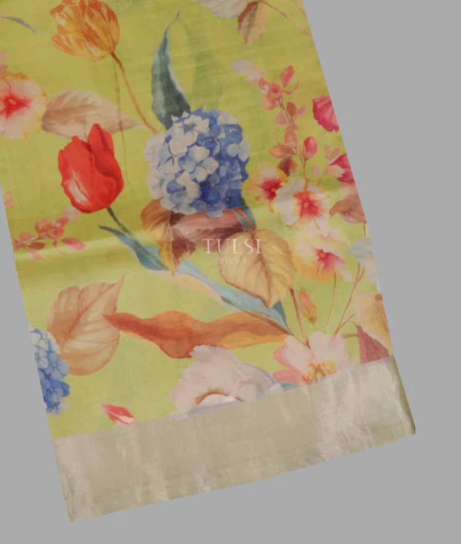 Green Tussar Printed Saree T645757-image