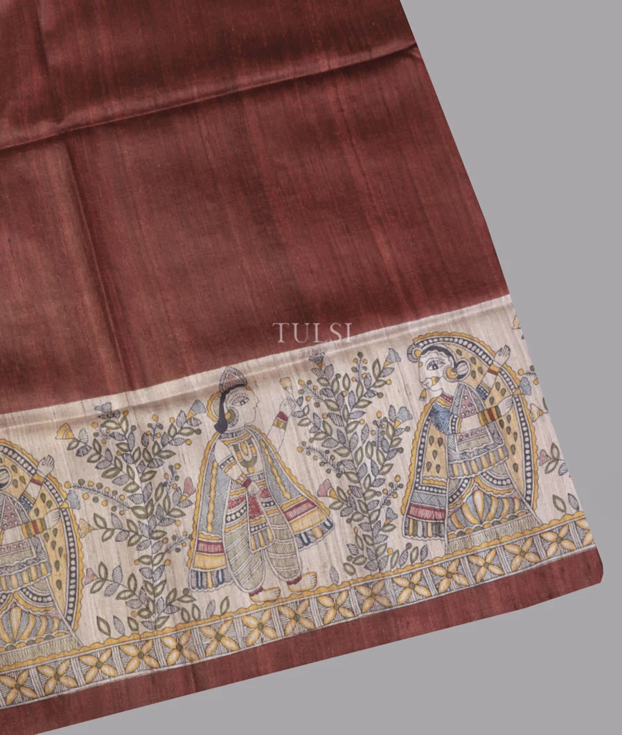 Brown Tussar Printed Saree T651305-image