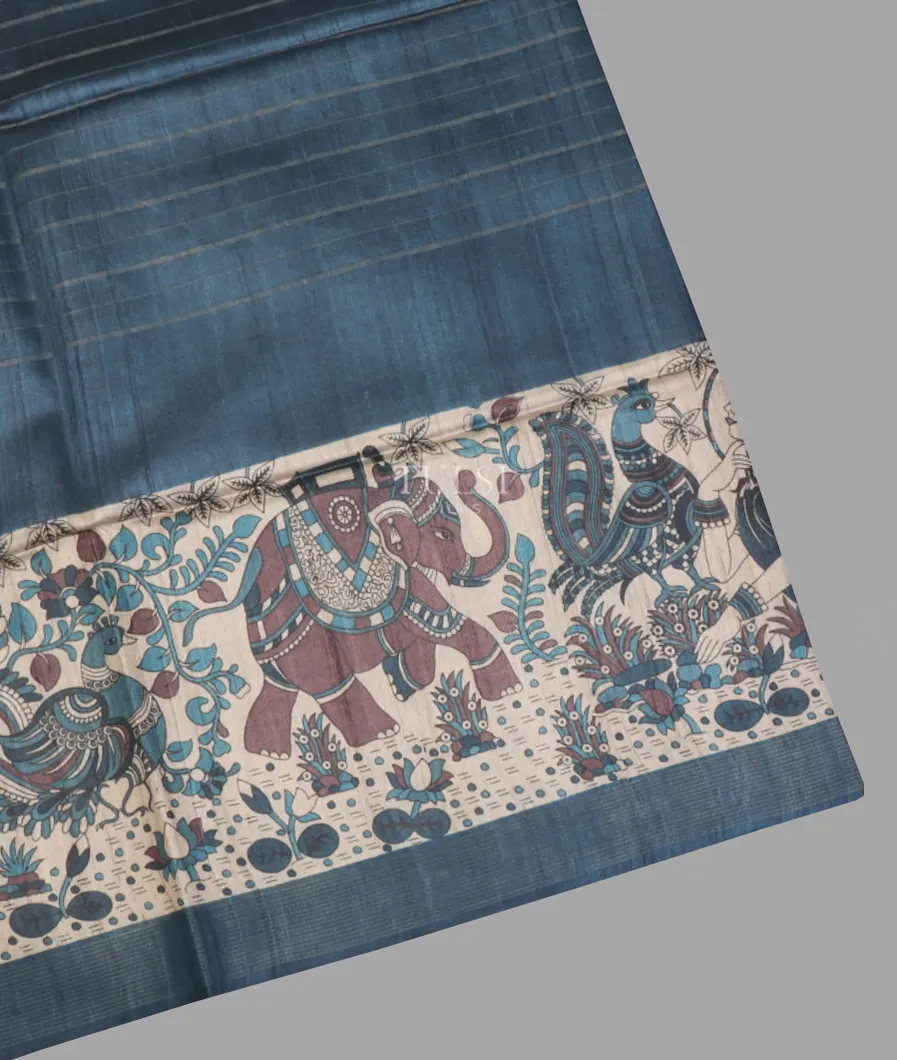 Blue Tussar Printed Saree T651149-image