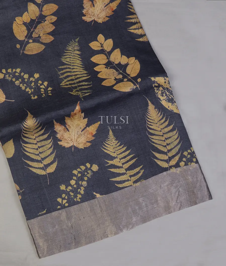 Greyish Blue Tussar Printed Saree T629353-image