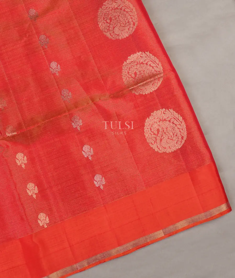 Orangish Pink Soft Silk Saree T647670-image