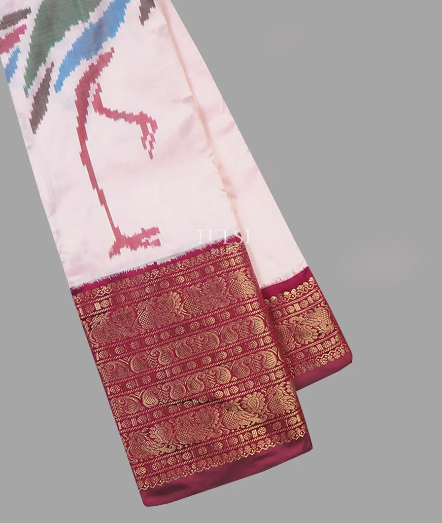 Pale Pink Ikat Silk Saree T651110-image