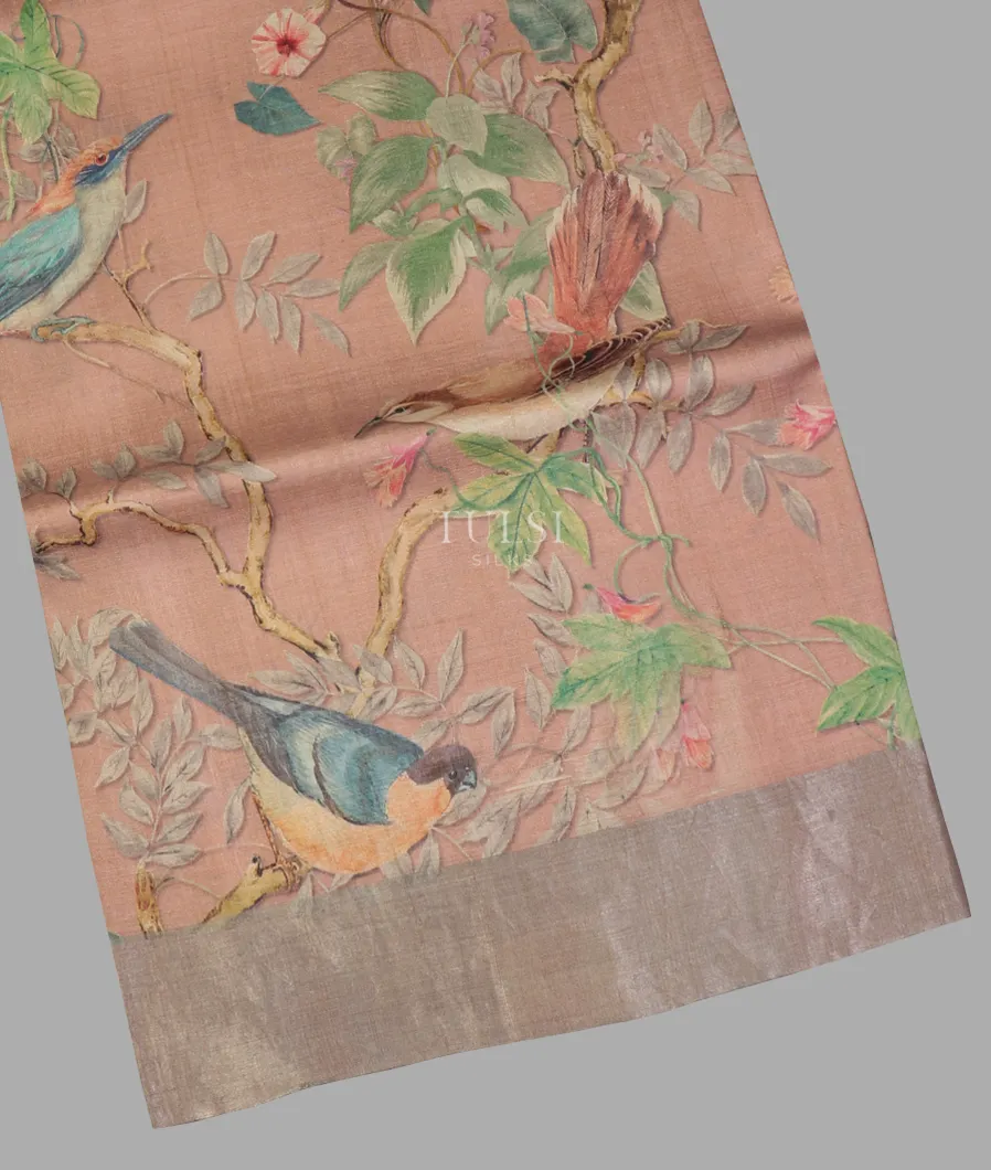 Pink Tussar Printed Saree T535052-1-image