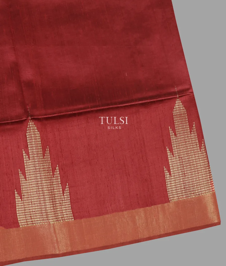 Red Tussar Printed Saree T604978-1-image