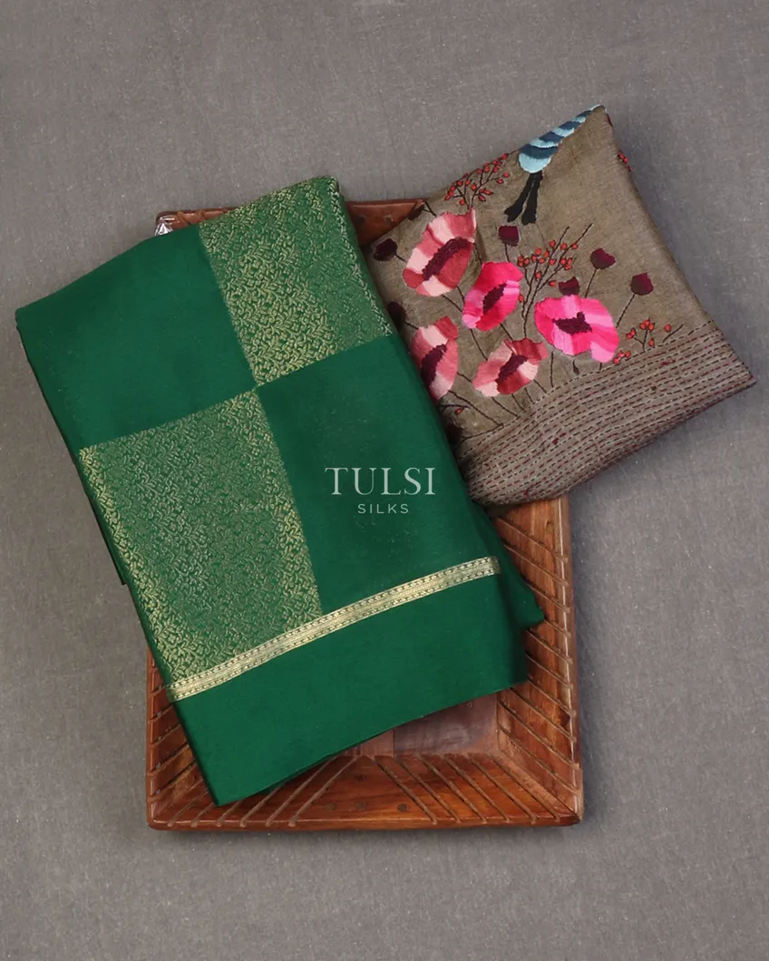 Green Crepe Silk Saree T649971-image