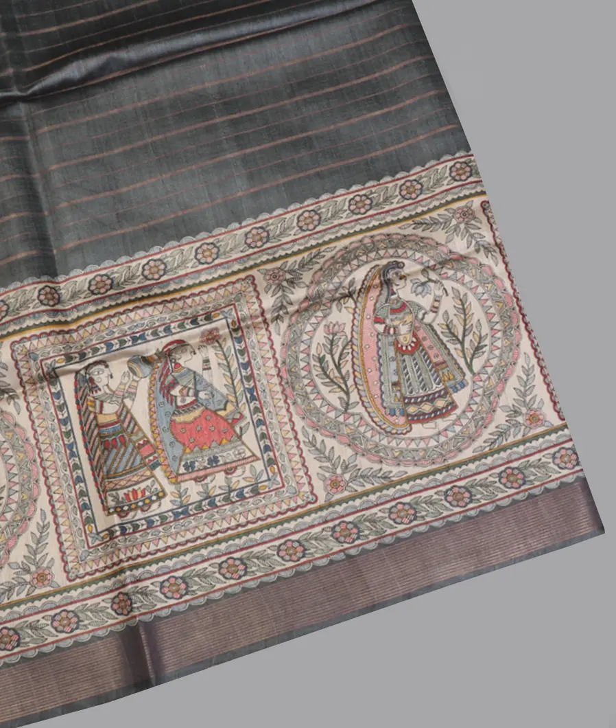 Grey Tussar Printed Saree T651146-image