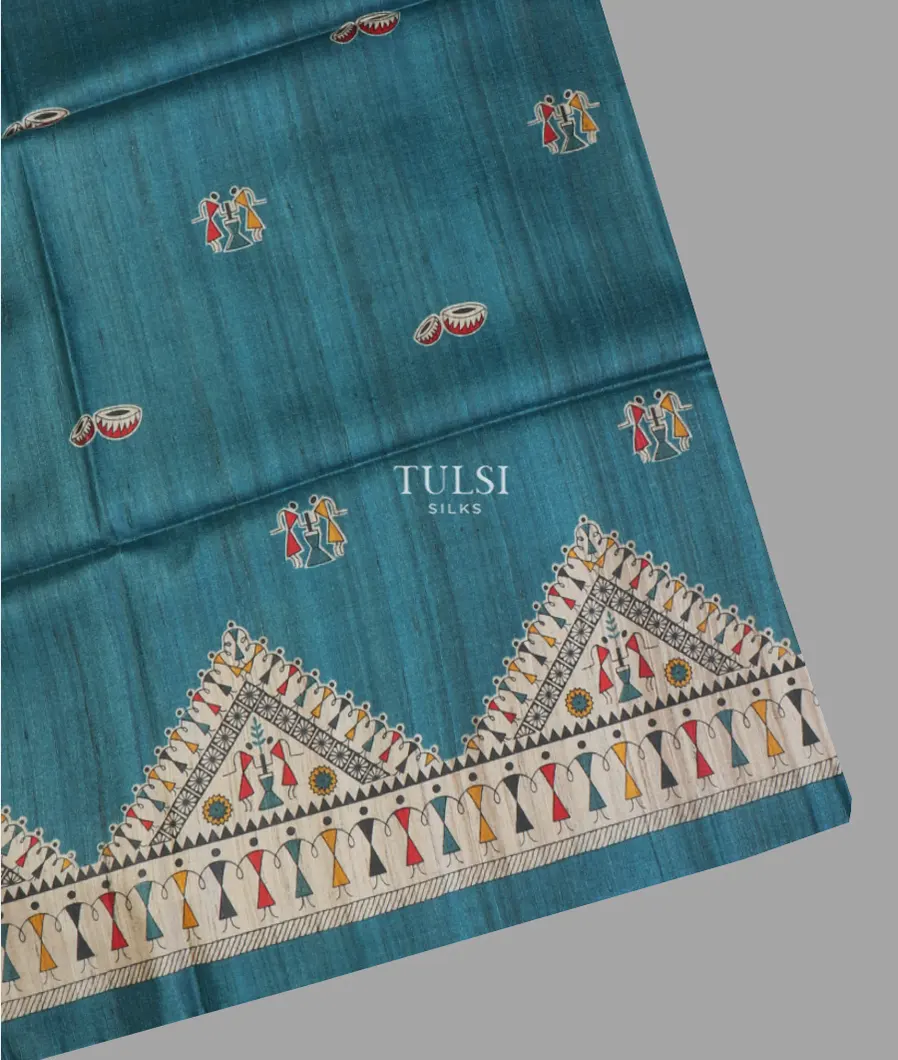 Blue Tussar Printed Saree T651309-image