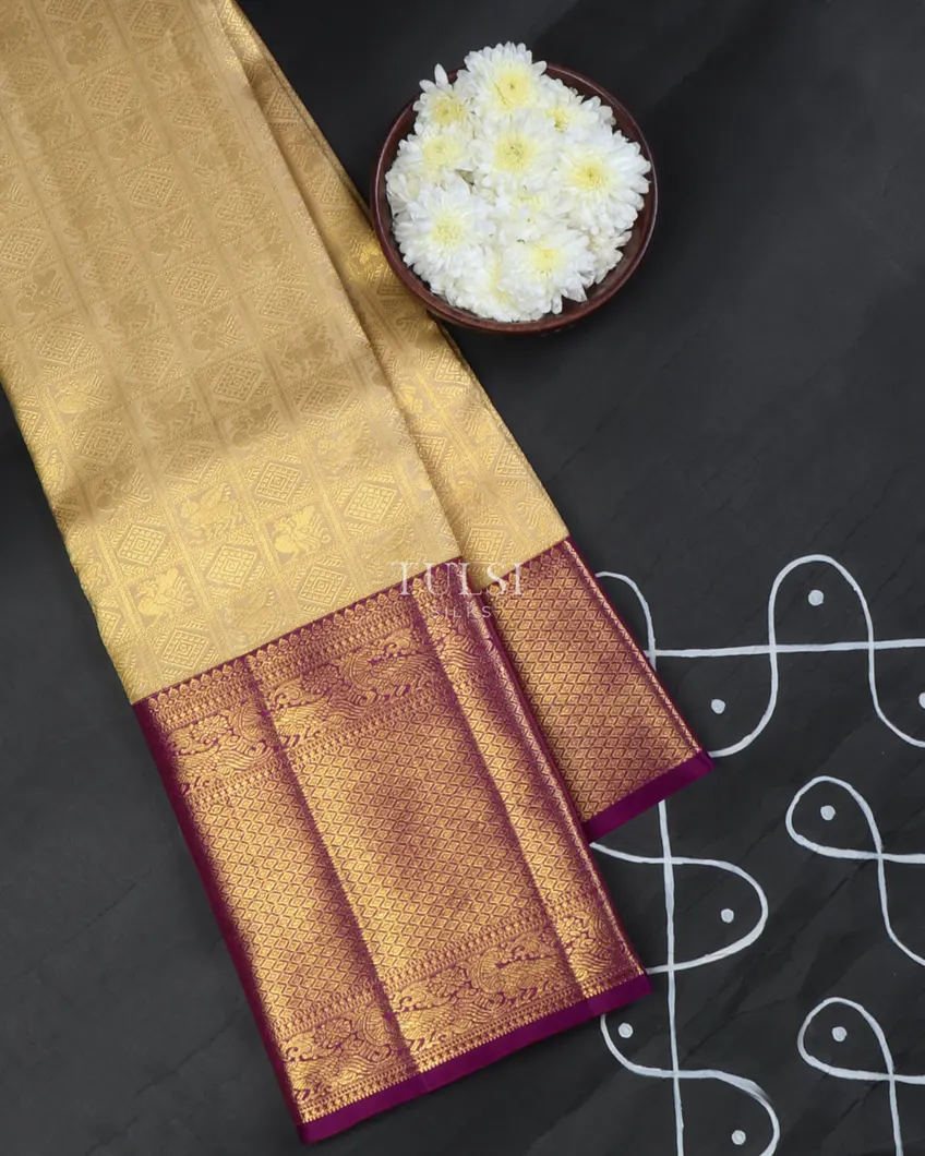 Beige Kanjivaram Silk Saree T651440-image