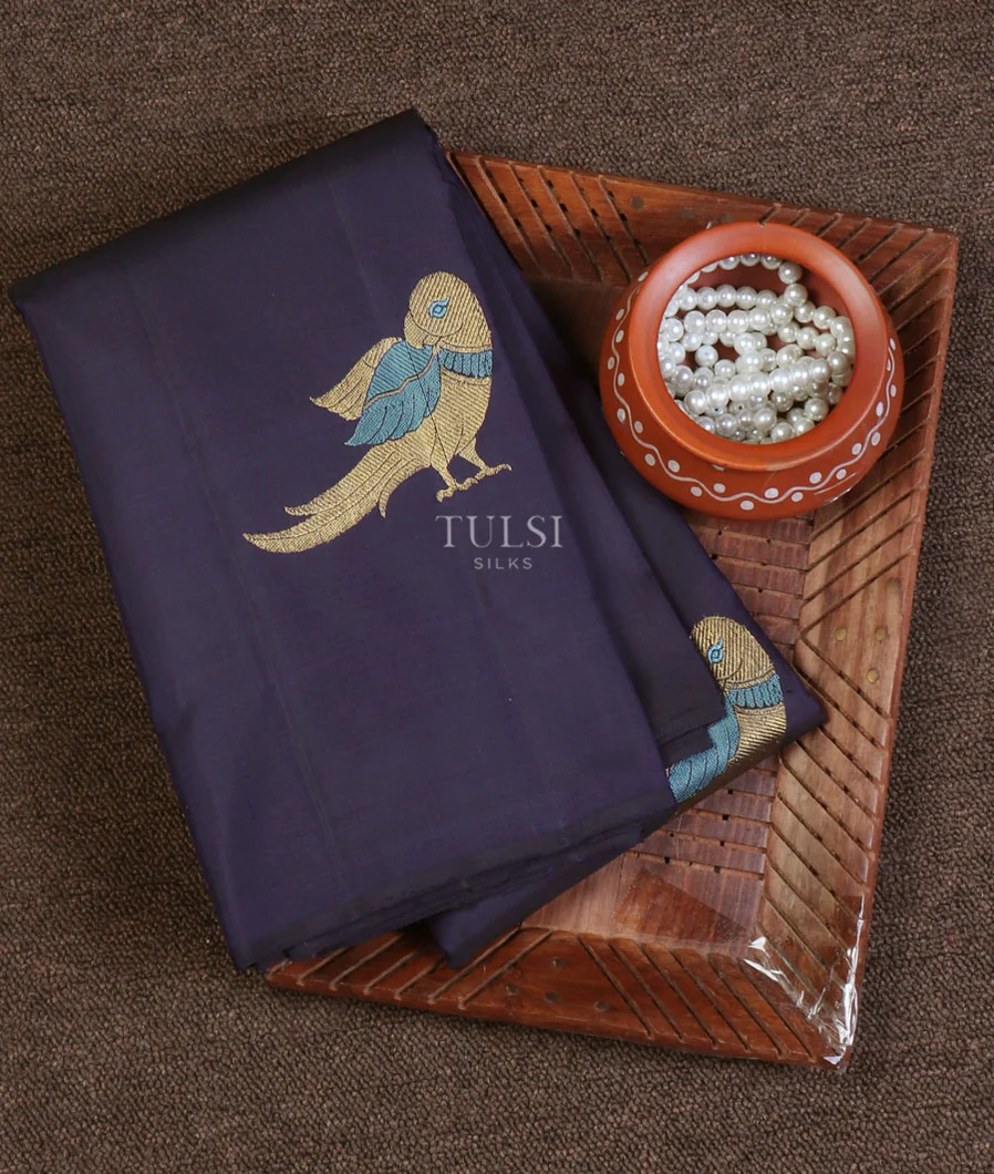 Midnight Blue Kanjivaram Silk Saree T647146-image