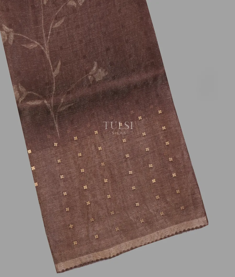 Dark Brown Tissue Organza Printed Saree T646496-image