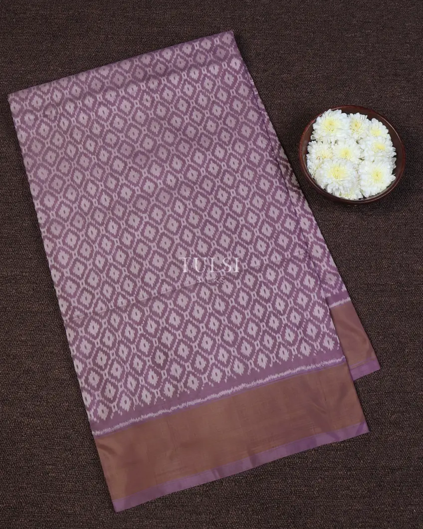 Dusty Lavender Ikat Silk Saree T651592-image