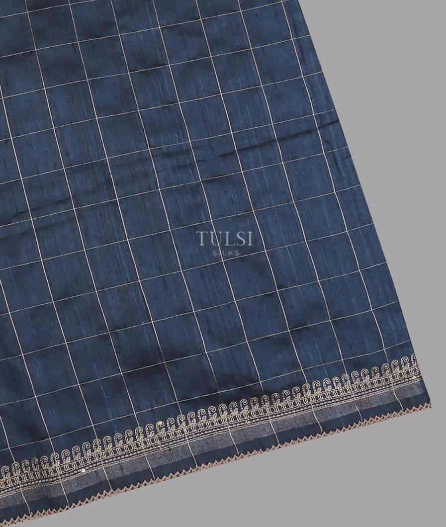Blue Tussar Embroidery Saree T647363-image