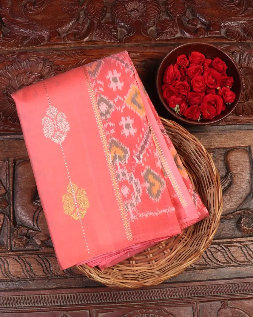 Peachish Pink Kanjivaram Silk Saree T651618-image