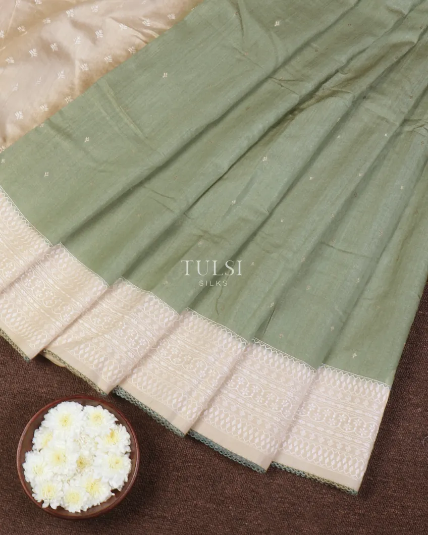 Green Tissue Tussar Embroidery Saree T644870-image