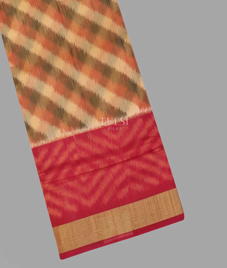 Multicolour Pochampalli Silk Cotton Saree T650362-image