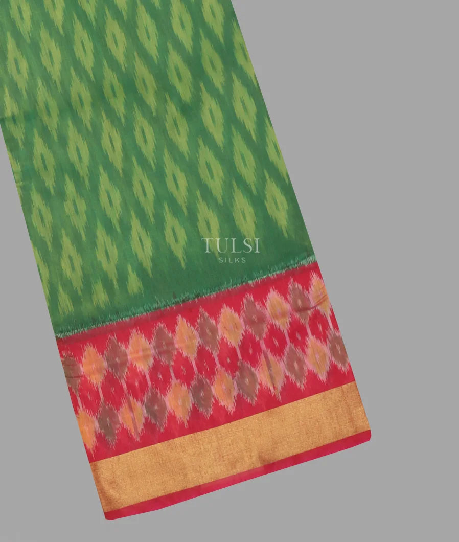 Green Pochampalli Silk Cotton Saree T650391-image