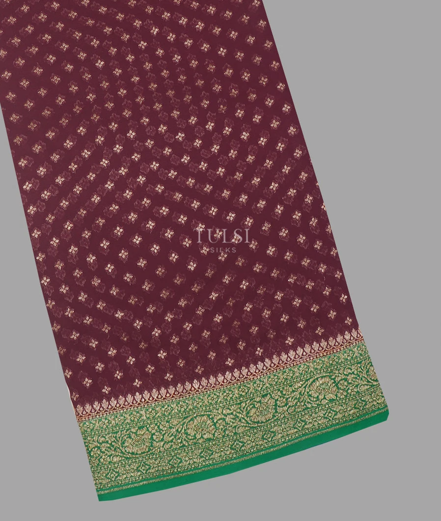 Burgundy Banaras Georgette Silk Saree T564195-1-image