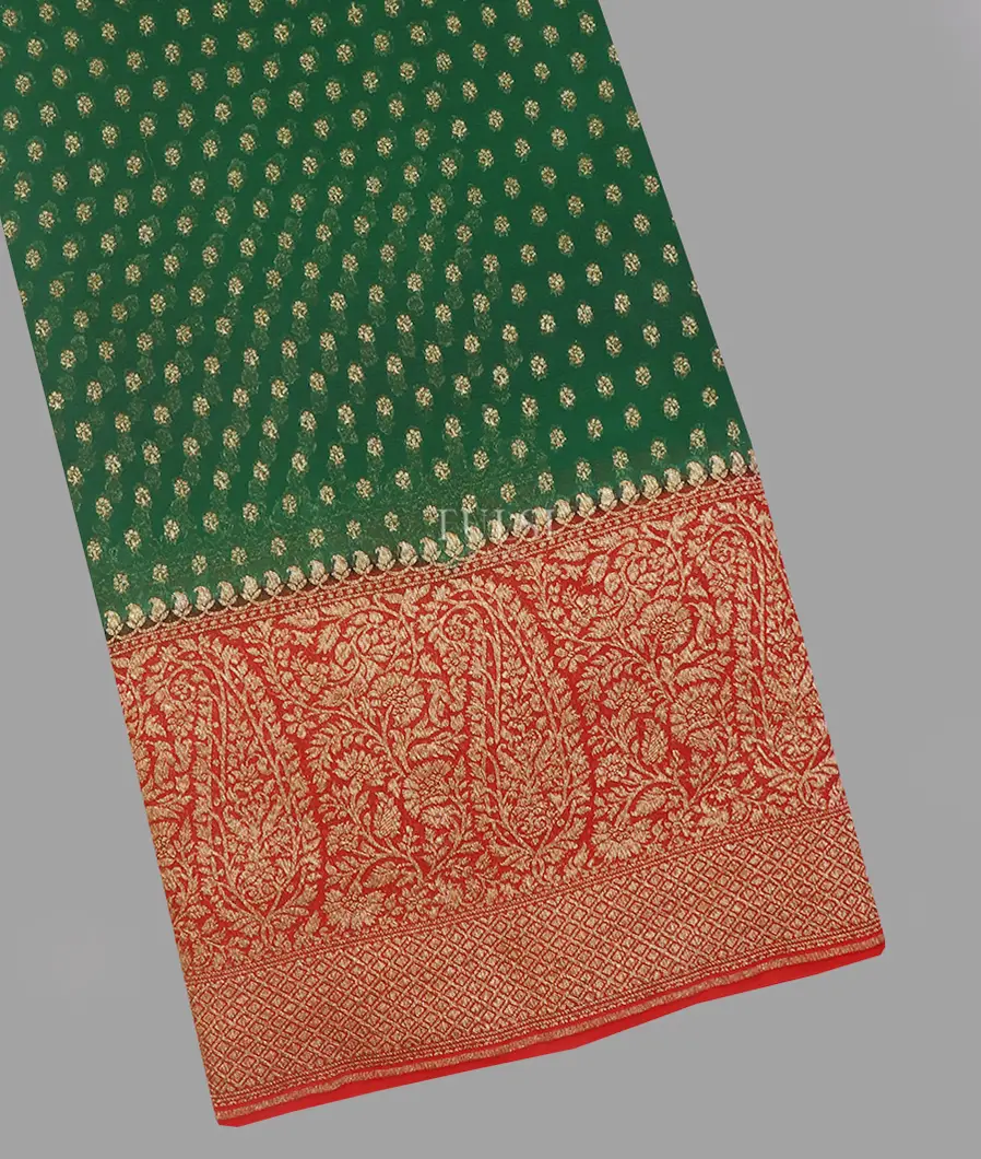 Green Banaras Georgette Silk Saree T600529-image