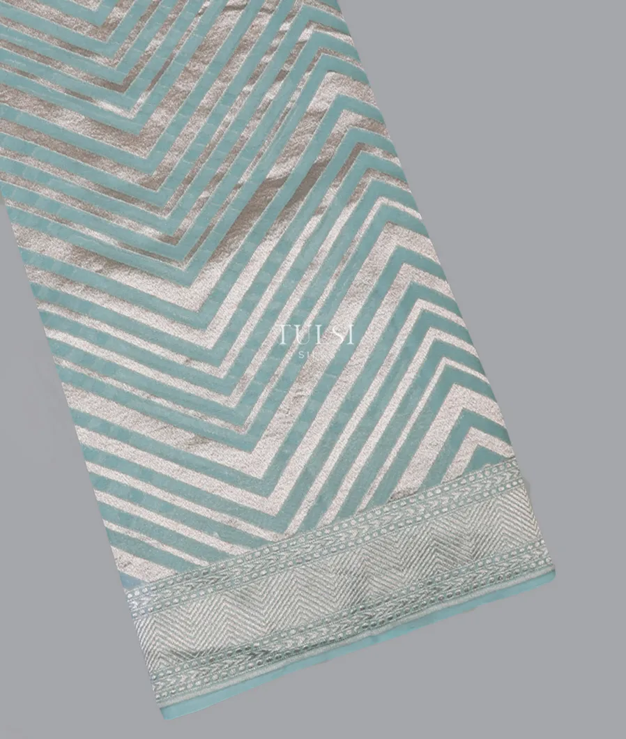 Greyish Blue Banaras Georgette Silk Saree T595822-1-image