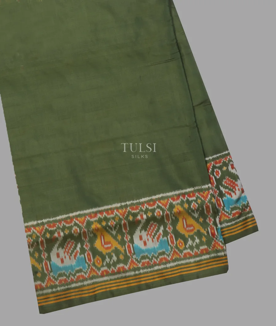 Green Ikat Silk Saree T651599-image