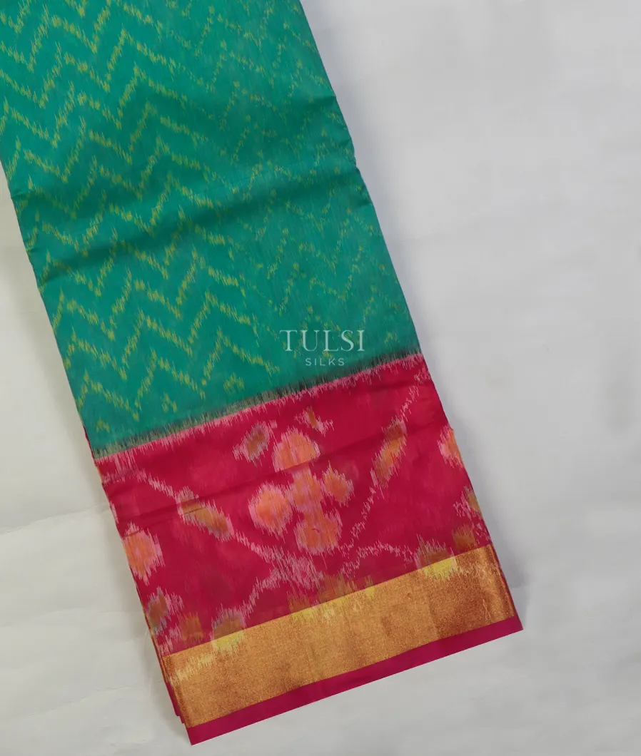 Teal Blue Pochampalli Silk Cotton Saree T650419-image