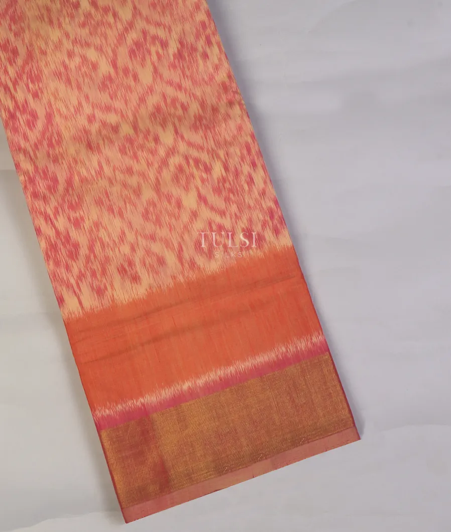 Beige Pochampalli Silk Cotton Saree T650392-image