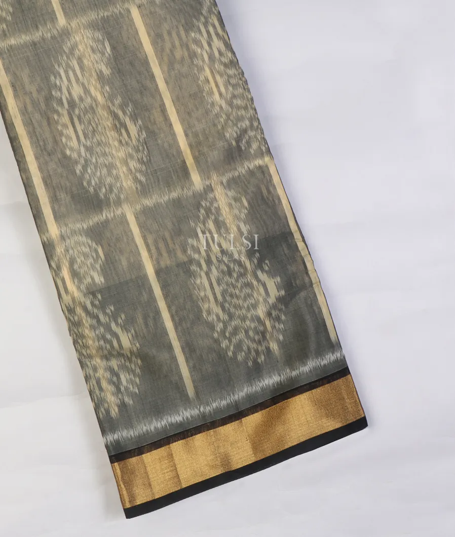 Grey Pochampalli Silk Cotton Saree T650400-image