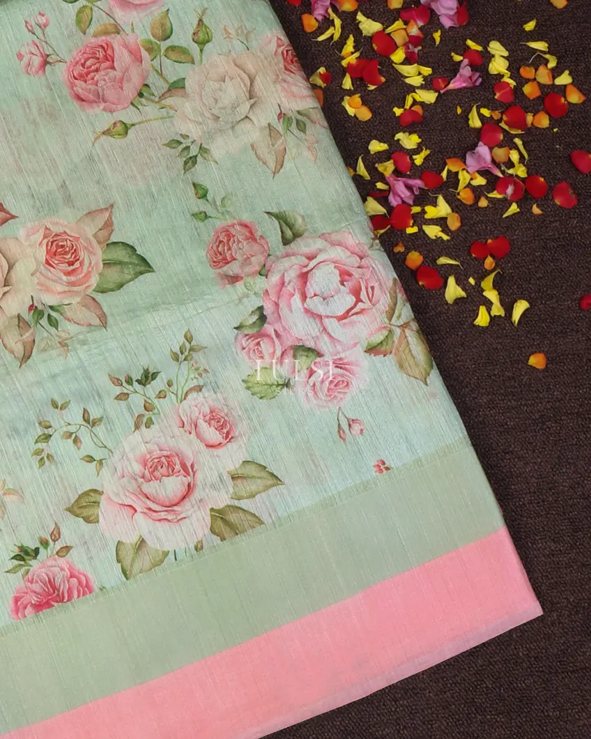 Light Green Tussar Printed Saree T645747-image
