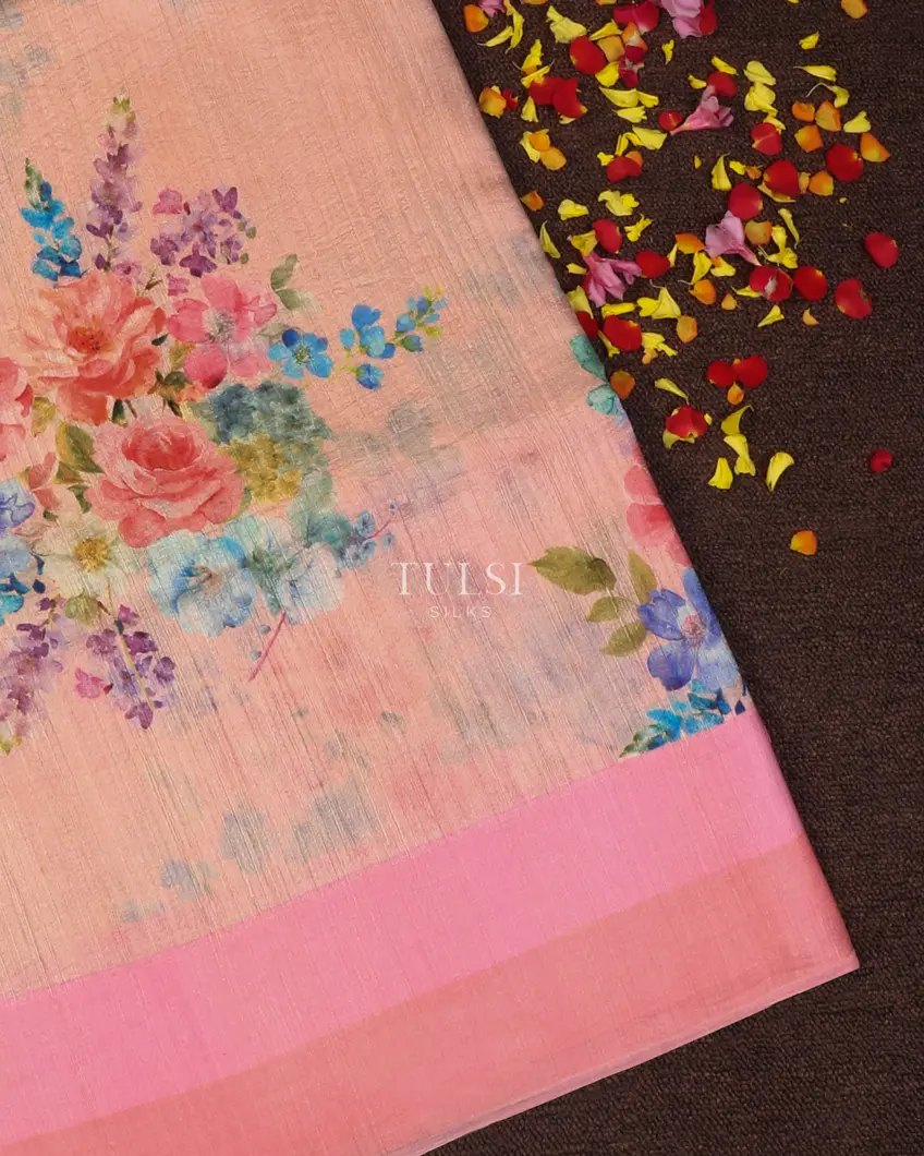 Light Peach Tussar Printed Saree T645726-image