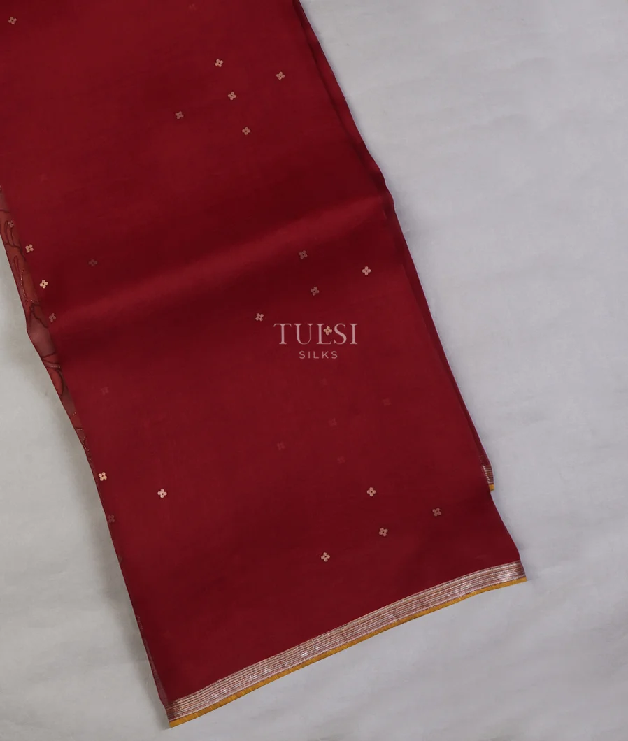 Maroon Woven Organza Saree T650268-image