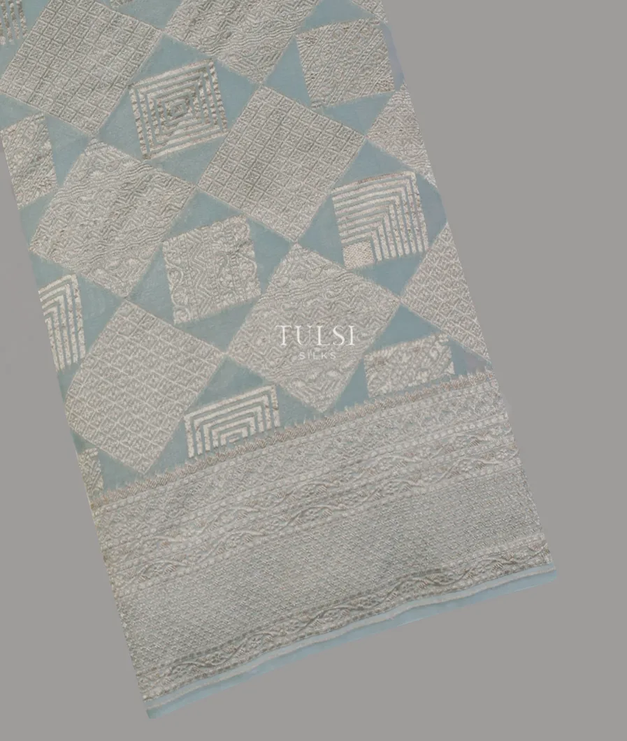 Bluish Grey Banaras Georgette Silk Saree T595824-image
