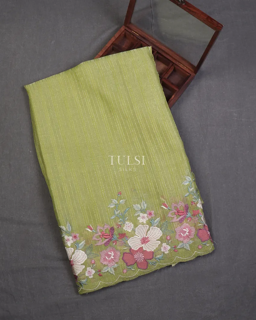 Green Mysore Georgette Tissue Silk Saree T634037-image